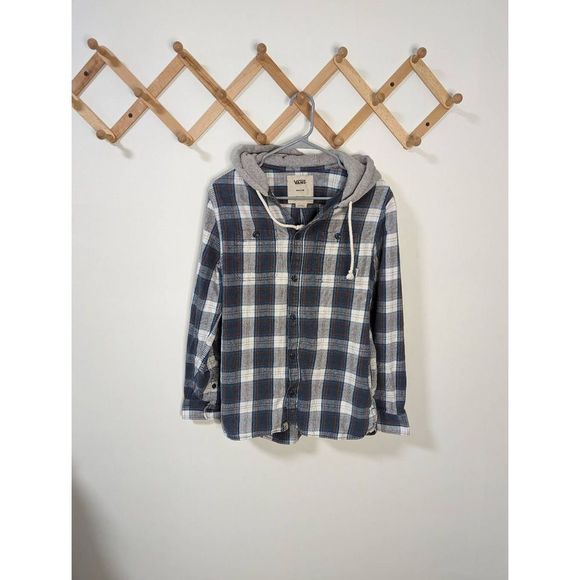 Vans Men's Plaid Button-Down Hooded Sweater Jacket - Size M - Picture 1 of 6